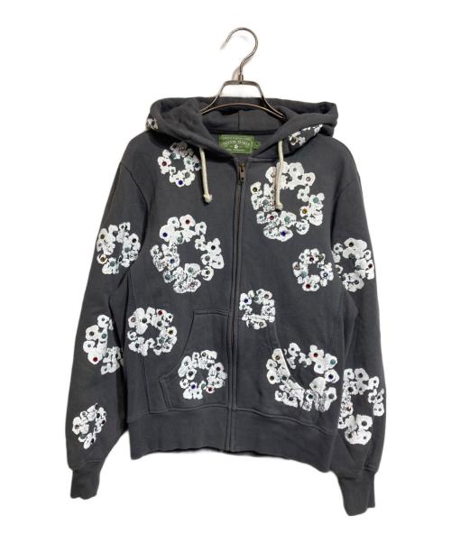 Denim Tears（デニムティアーズ）Denim Tears (デニムティアーズ) Rhinestone Cotton Zip Hoodie （ラインストーンコットンジップアップフ―ディ―） グレー サイズ:Sの古着・服飾アイテム