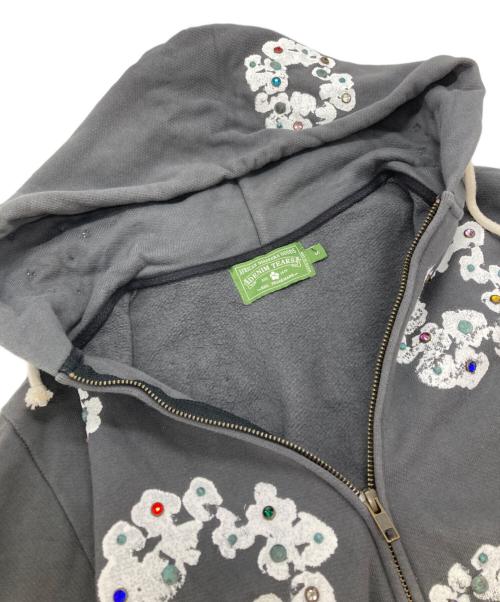 Denim Tears（デニムティアーズ）Denim Tears (デニムティアーズ) Rhinestone Cotton Zip Hoodie （ラインストーンコットンジップアップフ―ディ―） グレー サイズ:Sの古着・服飾アイテム
