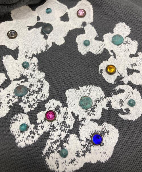 Denim Tears（デニムティアーズ）Denim Tears (デニムティアーズ) Rhinestone Cotton Zip Hoodie （ラインストーンコットンジップアップフ―ディ―） グレー サイズ:Sの古着・服飾アイテム