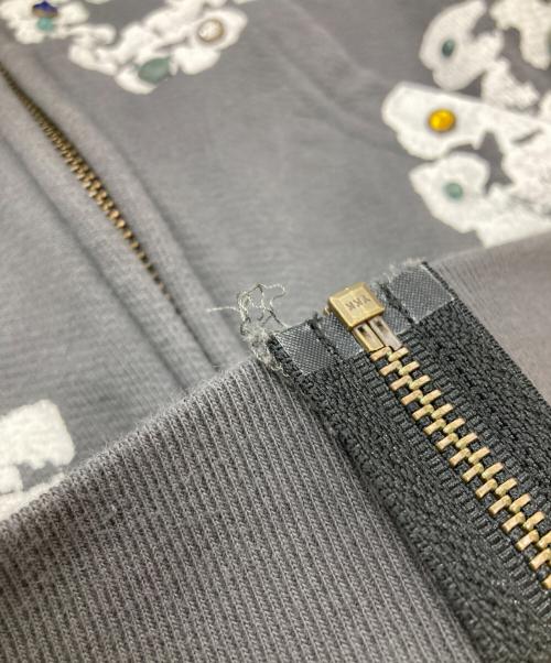 Denim Tears（デニムティアーズ）Denim Tears (デニムティアーズ) Rhinestone Cotton Zip Hoodie （ラインストーンコットンジップアップフ―ディ―） グレー サイズ:Sの古着・服飾アイテム