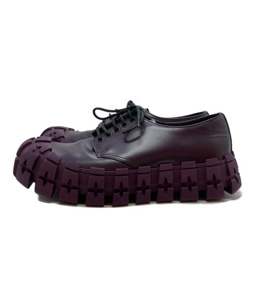 PRADA（プラダ）PRADA (プラダ) ブラッシュドレザーダービーシューズ パープル サイズ:6・1/2の古着・服飾アイテム