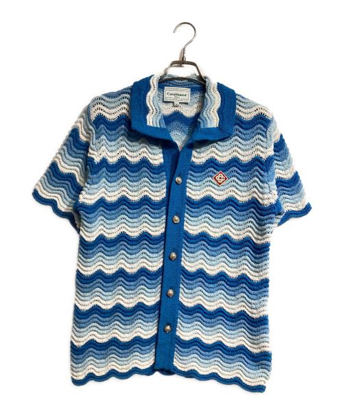 CASABLANCA（カサブランカ）CASABLANCA (カサブランカ) Wavy Gradient Crochet Shirt/ウェービーグラデーション・クロシェシャツ  ブルー サイズ:Sの古着・服飾アイテム