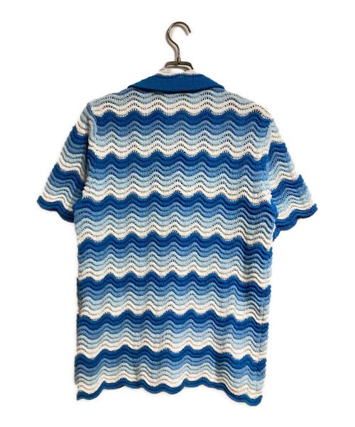 CASABLANCA（カサブランカ）CASABLANCA (カサブランカ) Wavy Gradient Crochet Shirt/ウェービーグラデーション・クロシェシャツ  ブルー サイズ:Sの古着・服飾アイテム