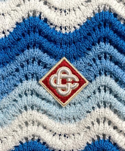 CASABLANCA（カサブランカ）CASABLANCA (カサブランカ) Wavy Gradient Crochet Shirt/ウェービーグラデーション・クロシェシャツ  ブルー サイズ:Sの古着・服飾アイテム