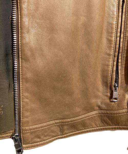 GUCCI（グッチ）GUCCI (グッチ) シングルレザーライダースジャケット ブラウン サイズ:48の古着・服飾アイテム