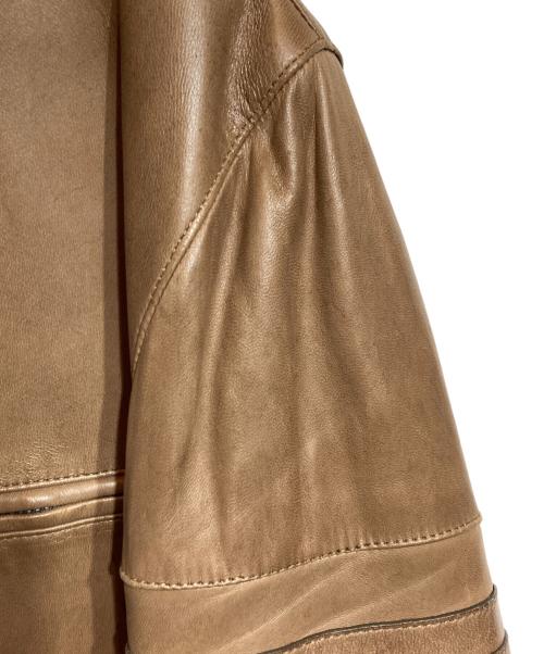 GUCCI（グッチ）GUCCI (グッチ) シングルレザーライダースジャケット ブラウン サイズ:48の古着・服飾アイテム