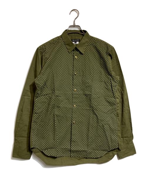 COMME des GARCONS HOMME PLUS（コムデギャルソンオムプリュス）COMME des GARCONS HOMME PLUS (コムデギャルソンオムプリュス) 金釦ドット切替シャツ グリーン サイズ:Sの古着・服飾アイテム