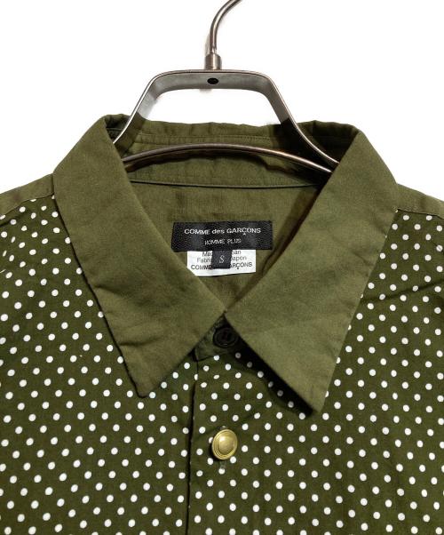 COMME des GARCONS HOMME PLUS（コムデギャルソンオムプリュス）COMME des GARCONS HOMME PLUS (コムデギャルソンオムプリュス) 金釦ドット切替シャツ グリーン サイズ:Sの古着・服飾アイテム