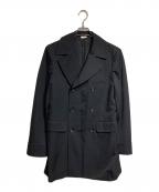 COMME des GARCONS HOMME DEUXコムデギャルソン オム ドゥ）の古着「ウールギャバミドルコート/Wool Gabardine Mid-Length Coat」｜ブラック