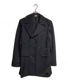 COMME des GARCONS HOMME DEUX（コムデギャルソン オム ドゥ）の古着「ウールギャバミドルコート/Wool Gabardine Mid-Length Coat」｜ブラック