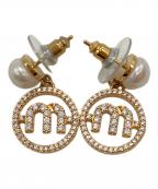 MIU MIUミュウミュウ）の古着「パールラインストーンピアス」｜ゴールド