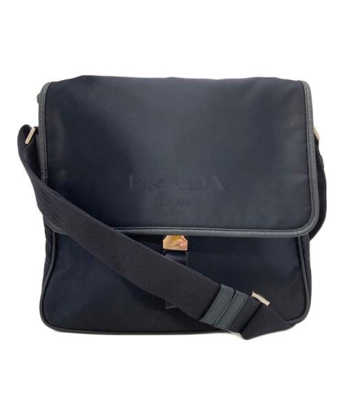 PRADA（プラダ）PRADA (プラダ) ロゴナイロンショルダーバッグ ネイビーの古着・服飾アイテム