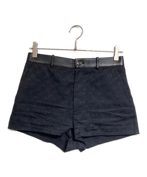 GUCCI（グッチ）GUCCI (グッチ) GGキャンバスレザー切替ショートパンツ ブラック サイズ:38の古着・服飾アイテム