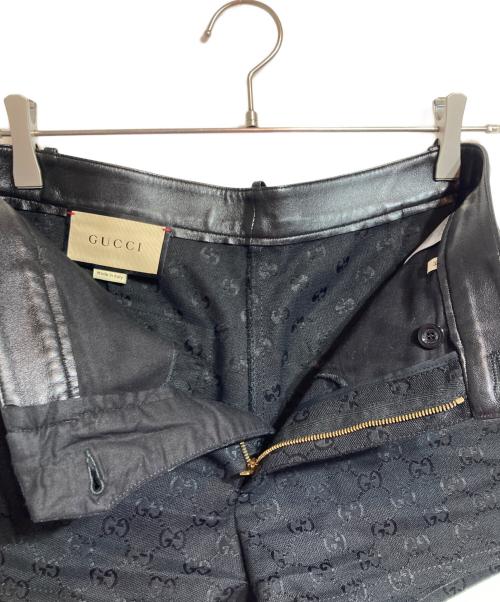 GUCCI（グッチ）GUCCI (グッチ) GGキャンバスレザー切替ショートパンツ ブラック サイズ:38の古着・服飾アイテム