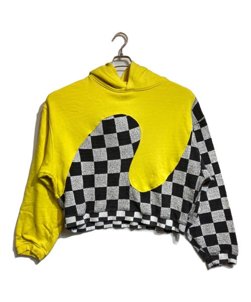 ERL（イーアールエル）ERL (イーアールエル) SWIRL HOODIE/スウィルフーディー イエロー×グレー サイズ:Lの古着・服飾アイテム