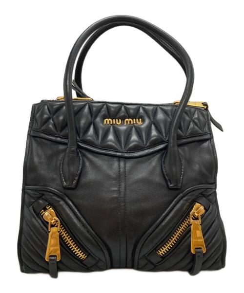 MIU MIU（ミュウミュウ）MIU MIU (ミュウミュウ) ナッパバイカー2WAYバッグ ブラックの古着・服飾アイテム