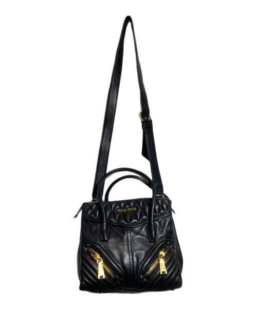 MIU MIU（ミュウミュウ）MIU MIU (ミュウミュウ) ナッパバイカー2WAYバッグ ブラックの古着・服飾アイテム