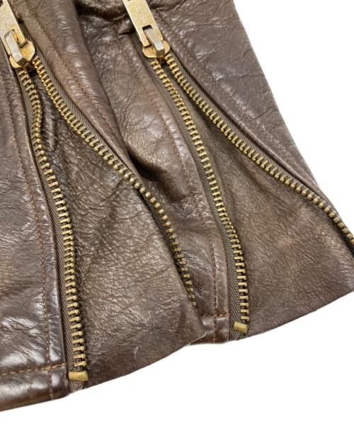 RRL（ダブルアールエル）RRL (ダブルアールエル) FISHER LEATHER JACKET/フィッシャーレザージャケット ブラウン サイズ:XSの古着・服飾アイテム