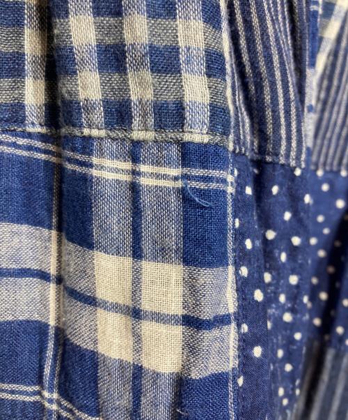 45R（フォーティファイブ・アール）45R (フォーティファイブ・アール) ミックスパッチワークのタックドレス ブルー サイズ:ーの古着・服飾アイテム