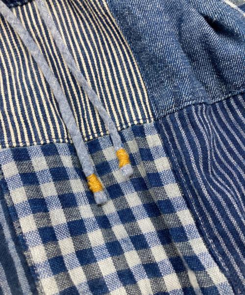 45R（フォーティファイブ・アール）45R (フォーティファイブ・アール) ミックスパッチワークのタックドレス ブルー サイズ:ーの古着・服飾アイテム