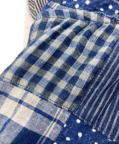 45R（フォーティファイブ・アール）45R (フォーティファイブ・アール) ミックスパッチワークのタックドレス ブルー サイズ:ーの古着・服飾アイテム