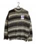 RAF SIMONS（ラフシモンズ）の古着「Striped Roundneck Sweater With Polaroids/ストライプドラウンドネックセーターウィズポラロイズ」｜ブラウン
