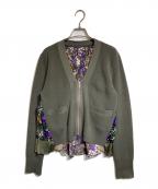 sacaiサカイ）の古着「ドッキングニットカーディガン」｜グリーン