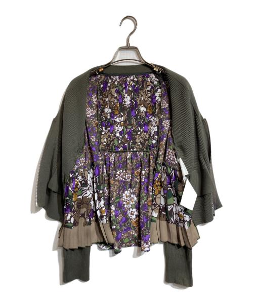 sacai（サカイ）sacai (サカイ) ドッキングニットカーディガン グリーン サイズ:1の古着・服飾アイテム