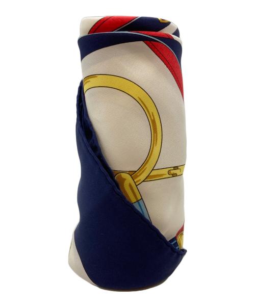 HERMES（エルメス）HERMES (エルメス) シルクスカーフ/Eperon d'Or/黄金の拍車 ネイビー×ベージュの古着・服飾アイテム