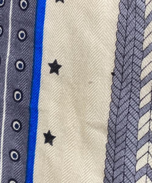 HERMES（エルメス）HERMES (エルメス) カレジェアン140/SELLE DE DIGNITAIRE/高官の鞍 ブルー×ベージュの古着・服飾アイテム