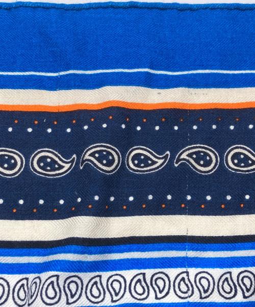 HERMES（エルメス）HERMES (エルメス) カレジェアン140/SELLE DE DIGNITAIRE/高官の鞍 ブルー×ベージュの古着・服飾アイテム