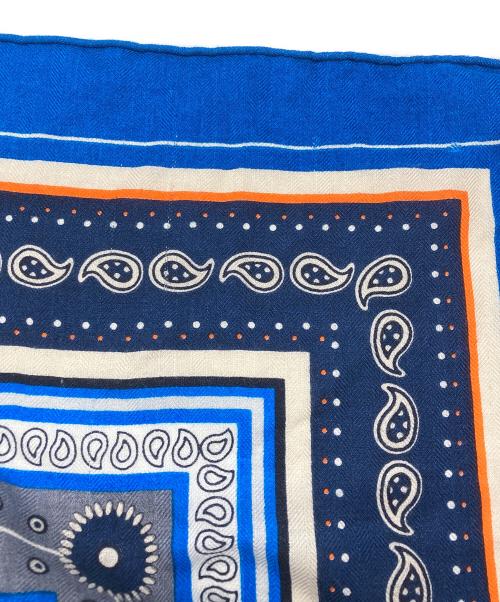 HERMES（エルメス）HERMES (エルメス) カレジェアン140/SELLE DE DIGNITAIRE/高官の鞍 ブルー×ベージュの古着・服飾アイテム