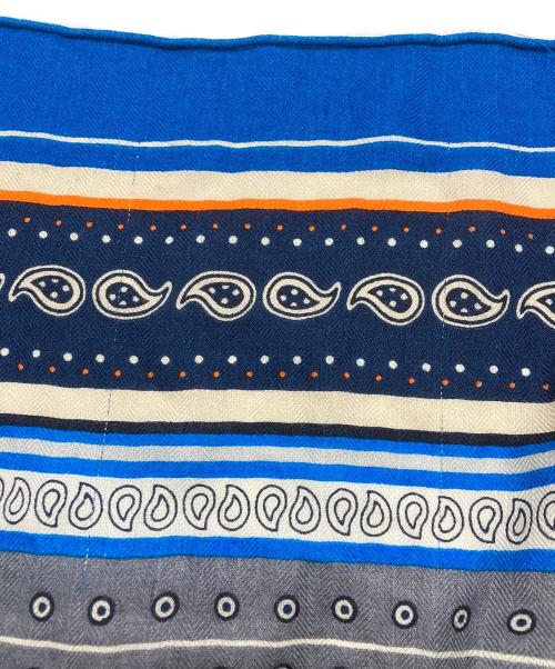 HERMES（エルメス）HERMES (エルメス) カレジェアン140/SELLE DE DIGNITAIRE/高官の鞍 ブルー×ベージュの古着・服飾アイテム