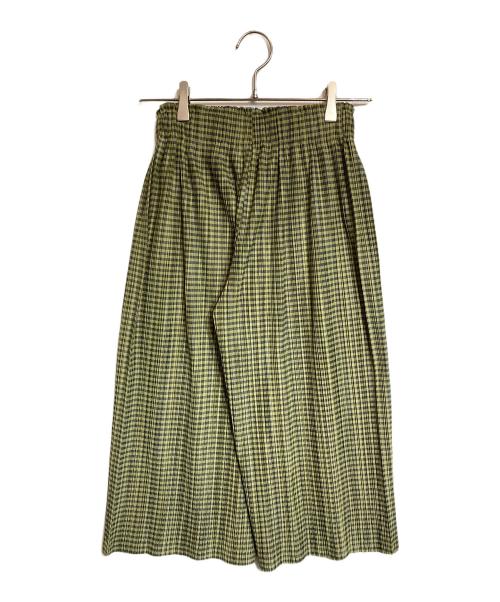 PLEATS PLEASE（プリーツプリーズ）PLEATS PLEASE (プリーツプリーズ) クロップチェックワイドプリーツパンツ グリーン サイズ:1の古着・服飾アイテム