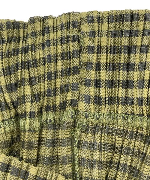 PLEATS PLEASE（プリーツプリーズ）PLEATS PLEASE (プリーツプリーズ) クロップチェックワイドプリーツパンツ グリーン サイズ:1の古着・服飾アイテム
