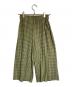 PLEATS PLEASE（プリーツプリーズ）の古着「クロップチェックワイドプリーツパンツ」｜グリーン