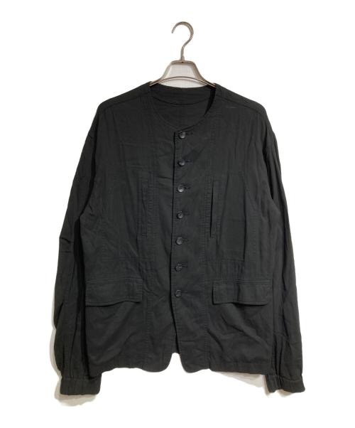 THE VIRIDI-ANNE（ヴィリジアン）THE VIRIDI-ANNE (ヴィリジアン) 強撚コットンノーカラージャケット/High-twist cotton collarless jacket ブラック サイズ:34の古着・服飾アイテム