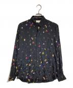 Saint Laurent Parisサンローランパリ）の古着「総柄シルクシャツ」｜ブラック