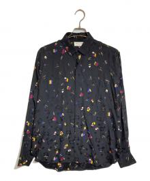 Saint Laurent Paris（サンローランパリ）の古着「総柄シルクシャツ」｜ブラック