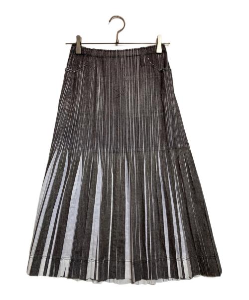 PLEATS PLEASE（プリーツプリーズ）PLEATS PLEASE (プリーツプリーズ) デニム転写プリーツスカート ブルー サイズ:4の古着・服飾アイテム