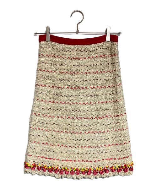 CHANEL（シャネル）CHANEL (シャネル) ツイードニットスカート ベージュ サイズ:34の古着・服飾アイテム