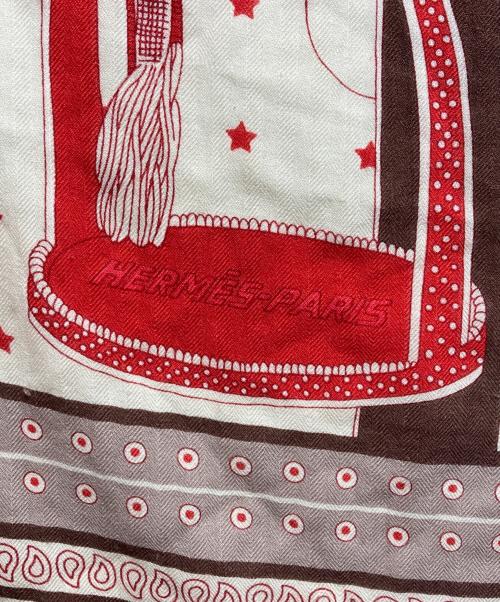 HERMES（エルメス）HERMES (エルメス) カレジェアン140/スカーフ グレー×レッドの古着・服飾アイテム