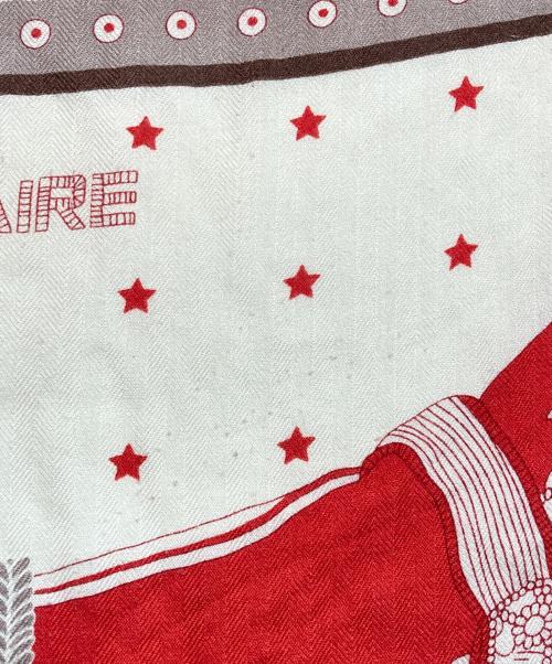 HERMES（エルメス）HERMES (エルメス) カレジェアン140/スカーフ グレー×レッドの古着・服飾アイテム