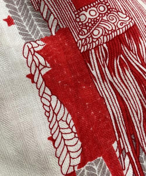 HERMES（エルメス）HERMES (エルメス) カレジェアン140/スカーフ グレー×レッドの古着・服飾アイテム