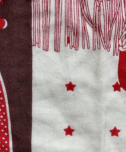 HERMES（エルメス）HERMES (エルメス) カレジェアン140/スカーフ グレー×レッドの古着・服飾アイテム