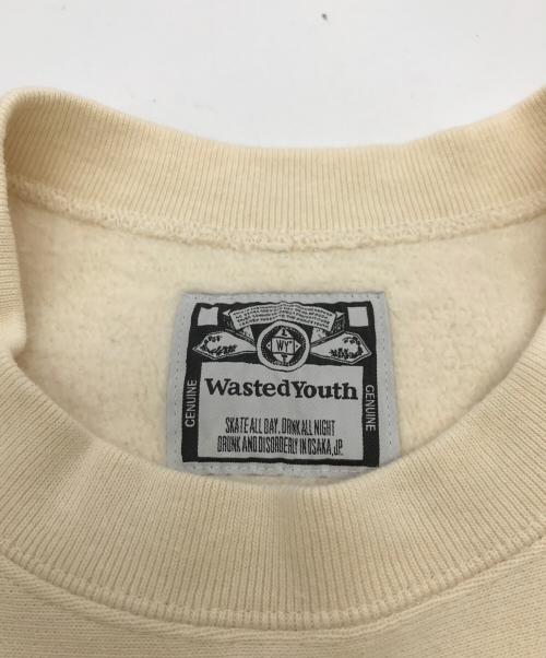WASTED YOUTH（ウェイステッドユース）WASTED YOUTH (ウェイステッドユース) ロゴプリントスウェット ベージュ サイズ:Ｌの古着・服飾アイテム