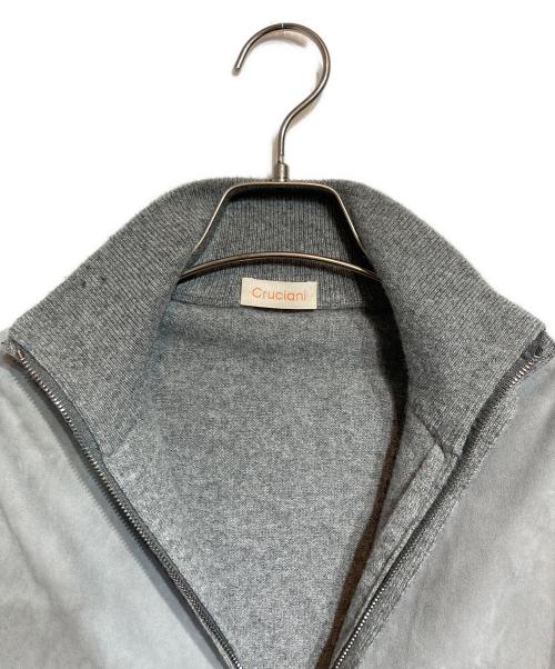 Cruciani（クルチアーニ）Cruciani (クルチアーニ) スウェード切替カシミヤニットジャケット グレー サイズ:44の古着・服飾アイテム