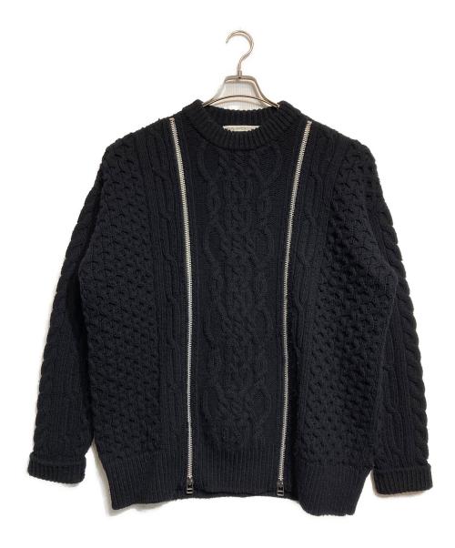 JOHN LAWRENCE SULLIVAN（ジョン ローレンス サリバン）JOHN LAWRENCE SULLIVAN (ジョン ローレンス サリバン) ZIPPED FISHERMAN KNIT SWEATER/ジッパーフィッシャーマンニットセーター ブラック サイズ:Sの古着・服飾アイテム