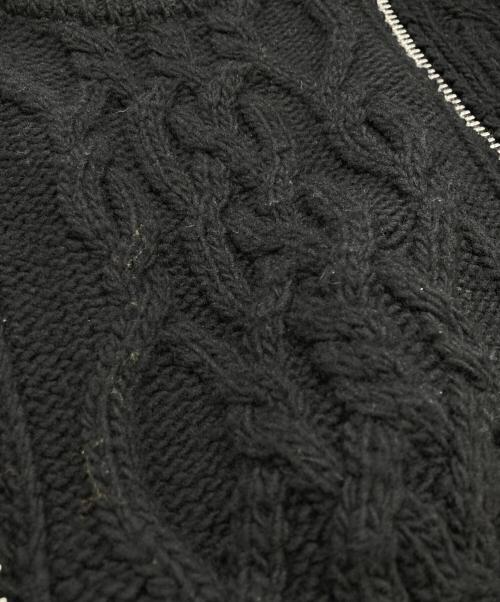 JOHN LAWRENCE SULLIVAN（ジョン ローレンス サリバン）JOHN LAWRENCE SULLIVAN (ジョン ローレンス サリバン) ZIPPED FISHERMAN KNIT SWEATER/ジッパーフィッシャーマンニットセーター ブラック サイズ:Sの古着・服飾アイテム