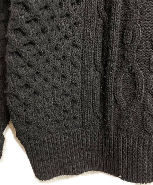 JOHN LAWRENCE SULLIVAN（ジョン ローレンス サリバン）JOHN LAWRENCE SULLIVAN (ジョン ローレンス サリバン) ZIPPED FISHERMAN KNIT SWEATER/ジッパーフィッシャーマンニットセーター ブラック サイズ:Sの古着・服飾アイテム